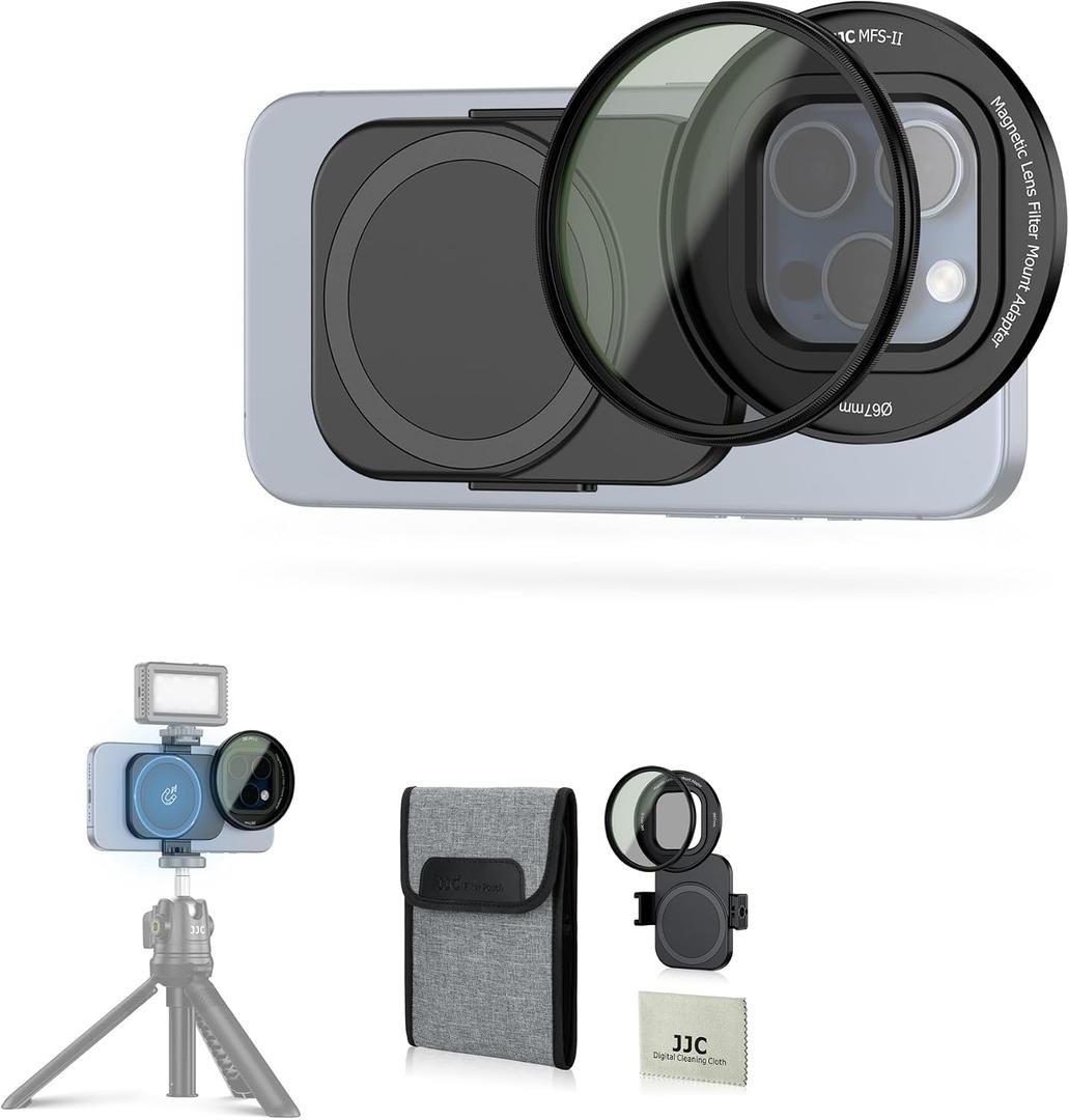 JJC 67mm CPL Filter for iPhone, Magnetic Circiular Polarizer Lens Filter Adapter Kit Compatible with iPhone 16 15 14 Pro Max Plus with 1/4 Screw & Shoe Mount for Vlogging Video Recording TikTok