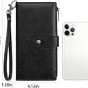 GOIACII Wallets for Women Large Capacity Credit Card Holder RFID Blocking Wristlet Long Purse with Zipper Pocket Black