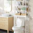 SONGMICS 4-Tier Bamboo Over The Toilet Storage, Adjustable Shelf, 72.8''H