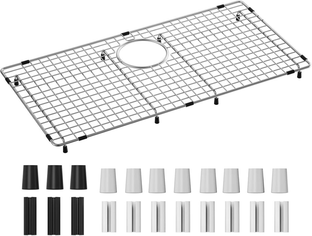 Sink Bottom Grid 28-3/8" x 14-3/16", Rear Drain with Corner Radius 3/8", Sink Protector for Kitchen Sink Single Bowl Farmhouse Sink