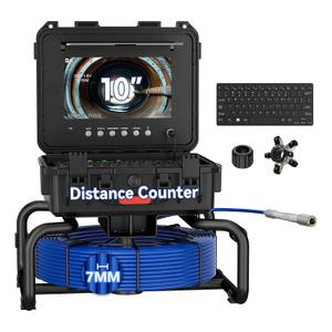 10 Inch IPS Sewer Inspection Camera with 512Hz Locator, 1080P AHD, 30/50M Cable, DVR, Auto Self-Leveling, 5X Zoom, TF Card, LED Lights for Pipe/Wall/Drain (165FT)