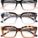 JOLISU 5 Pack Reading Glasses for Women,Oprah Style Blue Light Blocking Computer Readers,Square Eyeglasses with Spring Hinge +1.50