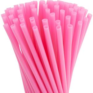 Juvale 300-Pack Pink Plastic Straws for Birthday Party, Baby Shower, Weddings and Gatherings, 10 Inches Long Fun Pink Straws Plastic for Cocktails, Coffee, Juice, Water, Iced Tea and More