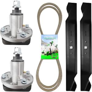 Lawn Mower 42" Deck Rebuild Kit Fit for John Deere L100 L108 L110 L111 L118, 2 Spindles Replace GY20050, 2 Blades GX20249, 104" Deck Belt GX20072