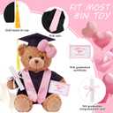 Arrowbash 5 Pcs Pink Graduation Plush Clothes Set for 8 Inches Stuffed Animals Include Graduation Cap, Gown, Shawl, Diploma, Congratulations Card Stuffed Animal Outfit for Grad Party Gift