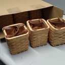 Rtteri 12 Pcs 4.5 x 4.5 x 4 Inch Woodchip Basket with Handles Small Wooden Decorative Woven Empty Baskets Picnic Square Mini Wicker Baskets Storage Basket Container for Organizing Snack Pantry