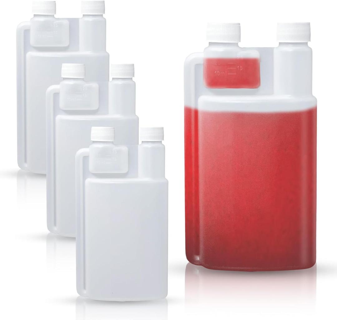 4 Pcs 16oz Plastic Flask for Liquor, Measuring Bottle with Built in 0.84oz Flask, Bar Mixologist Travel Outdoor Liquor Dispenser