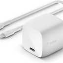 Belkin USB C Wall Charger 30W - Lightning Cable Included - Power Delivery GaN - iPhone Charger Fast Charging - USB C Charger for MacBook Pro, iPhone 17, Air, Pro, iPad, Google Pixel 10, etc.  White