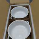 LE TAUCI Soup Bowls with Handles - 22 oz Lead-Free Ceramic French Onion Crocks, Oven and Microwave Safe, Heat-Resistant Design, Stackable, Dishwasher Safe, Set of 4, White