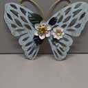 JinKune 12 Inch Butterfly Wall Decor 3D Double Layered Butterfly Leaf Floral Wall Art, Metal Wall Hanging Home Decorations Wall Sculpture Decor For Living Room Bedroom Kitchen Dining Room, Teal