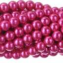 RUBYCA 200Pcs Czech Tiny Satin Luster Glass Pearl Round Beads Beading Jewelry Making 8mm Fuchsia