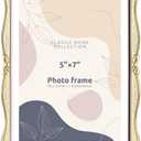 Metal Bow Picture Frame 5x7 Photo Frames with High Definition Glass Front Gift Ideas Tabletop Home Decorative,Gold
