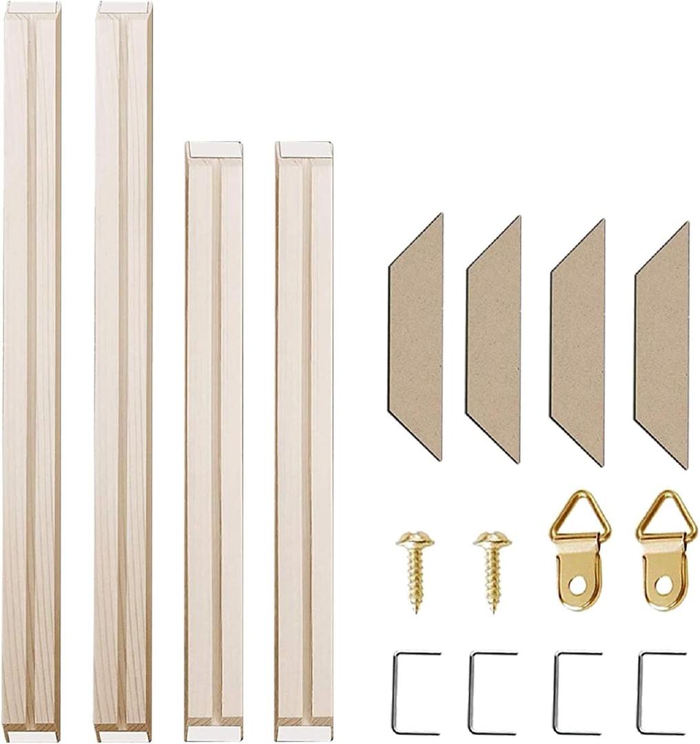 Texas Art DIY Wood Stretcher Bars for Canvas Solid Frame Kit Easy to Assemble Gallery Wrap Oil Painting Wall Posters Customized Wooden Frames Diamond Painting, White, 16x 20