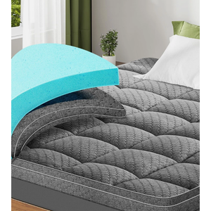 Dual Layer Memory Foam Mattress Topper - AprLeaf 3 Inch Pillow Top Mattress Topper, 2 Inch Cooling Gel Memory Foam and 1 Inch Pillow-Top Cover for Medium Support Relief Back Pain (Queen, Grey)