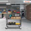 BolDuck Heavy Duty Utility Cart, 990Lbs Capacity 3 Tier Rolling Carts with Wheels, Kitchen Cart on Wheels with Storage, Commercial Grade Metal Serving Carts with Wire Shelving &Handle Bar, Black