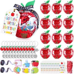 AmazingSpark 12 Sets Plastic Apple Container Teacher Appreciation Gifts, Large Apple Shaped Candy Jars Treat Boxes, Thank You Teachers Gifts, Classroom Party Favors (Clear)