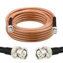 RG8X BNC Extension Cable, Low Loss BNC Male to BNC Male Coaxial Cable, 50 Ohm Flexible Coax Jumper with Dual-Layer Strain Relief for CCTV Security Camera, RF Antennas, Oscilloscope 25FT