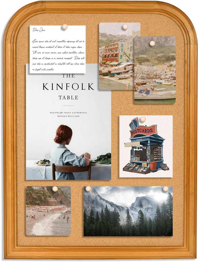 Aitakatta Cork Board for Walls, 23.6x17.7 inches Bulletin Board with Frame, Decorative Hanging Pin Board Vision Board Message Board for Office School Home Decor(2R&2S,4560,1p)