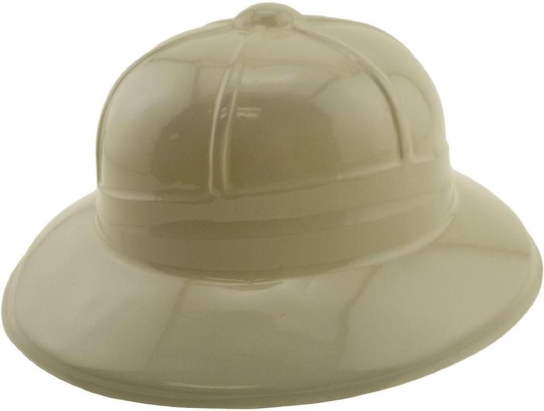 Adorox 12Pc Khaki Beige Soft Plastic Tan Jungle Safari Pith Sun Hat Costume Birthday Party Favor Kids Halloween Toy