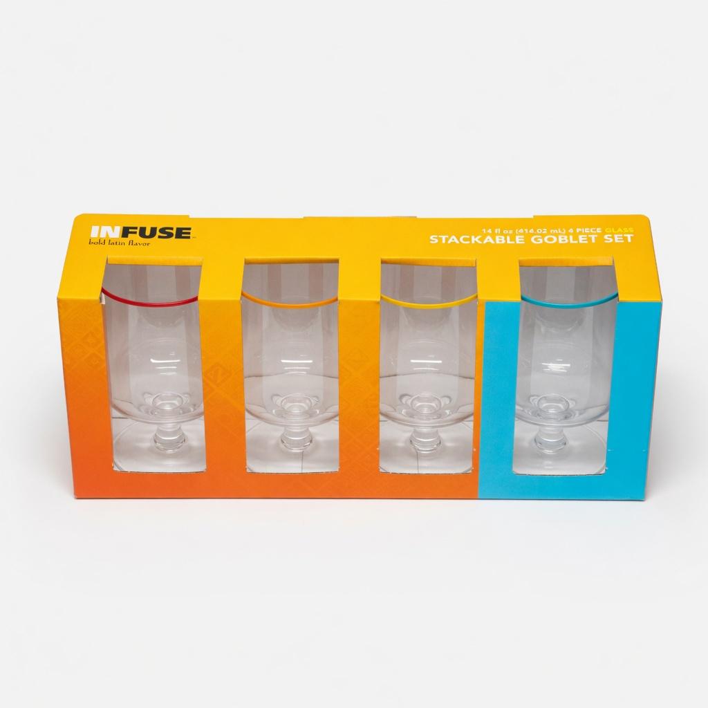 Infuse 4Pc Stackable Glass Goblet Set