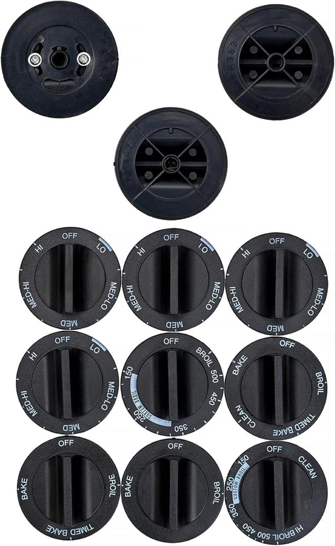 814362 Whirlpool Electric Range Burner Oven Knobs - Replacement for AP3139541 PS389194 - Compatible with Whirlpool, Kenmore, Maytag, Amana, Magic Chef, Roper - Set of 9 Knobs