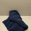 H.VERSAILTEX Navy Blue Bathroom Rugs 2 Piece, Bath Mat Set Slip-Resistant Extra Absorbent Soft and Fluffy Striped Chenille Bath Rugs, Floor Mats Dry Fast Machine Washable (20" x 32"/17" x 24")