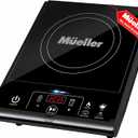 Mueller RapidTherm Portable Induction Cooktop, 1800W Single Burner Hot Plate, 8 Temp Levels, Preset Programs, for Dorm, RV, Small Kitchen