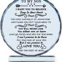 YWHL Son Gifts from Mom Dad Inspirational Birthday Gift Crystal to My Son Adult Teen Boys Present for Back to School Graduation Valentine for Sons