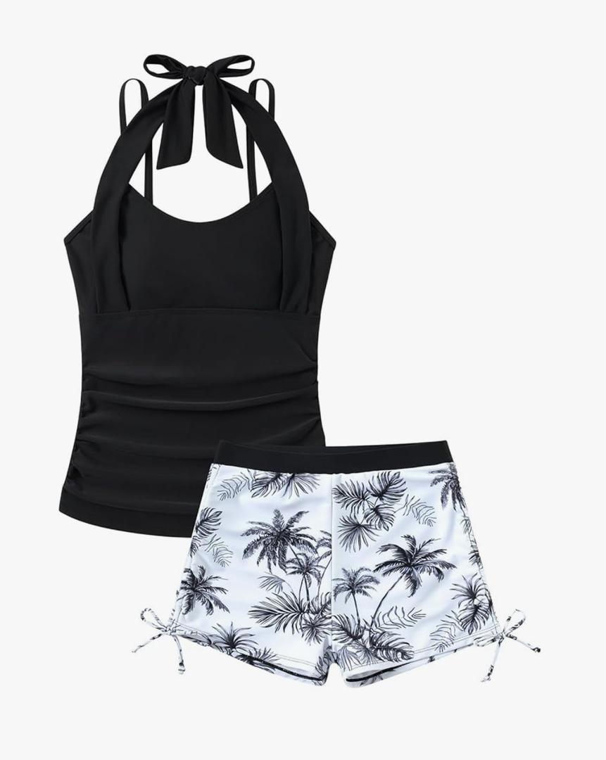Girls Tankini Swimsuit 2 Piece Halterneck Bathing Suit for Teens Size 11-12Y