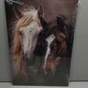 ARTZGX Horse Wall Art Black White and Brown Horse Poster Canvas Running Animals Pictures Painting for Living Room Decor Frame(White 16L x 24W)