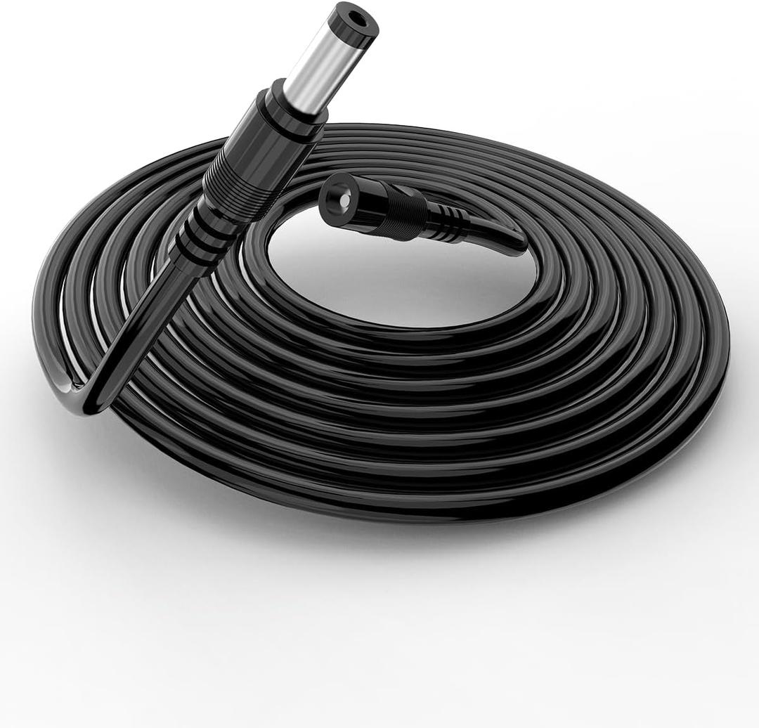 Tonton 6.6FT 2M DC Power Extension Cable 5.5 mm x 2.1 mm 5521 Male to Female 12V DC Adapter Cord Compatible with CCTV Security IP Camera, Surveillance DVR NVR Standalone, LED Strip, Monitors (Black)
