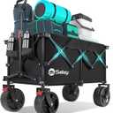 Sekey 220L Wagons Carts Foldable with Big All-Terrian Beach Wheels, Collapsible Heavy DutyWagon with Cup Holders, Extra Large Folding Wagon,Foldable Wagon for Camping, Garden, Sports. Black