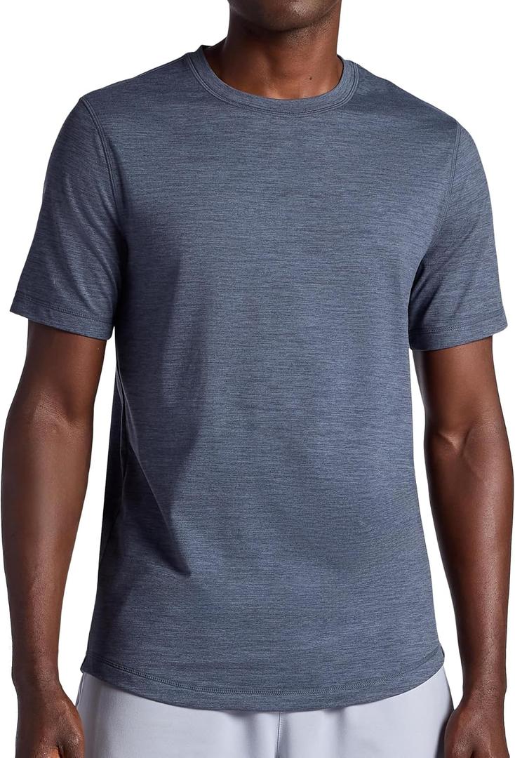 Gaiam Men's Breathe Ease Short Sleeve Crewneck Top, Standard Fit, Stretch Heavyweight Performance Material, XL