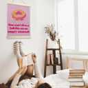 NQDWX You Can't Live a Full Life on an Empty Stomach Donut Hanging Flag - Funny Motivational Wall Decor for Kitchen Cafe or Dining Room, 12x17 Inches Canvas Banner with Wood Frame. (068)