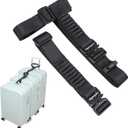 Vigorport Luggage Straps, Metal Luggage Connector Straps for Suitcases, Stretchable Add a Bag Adjustable Accessories Travel Belts (Black, Normal) (1W)
