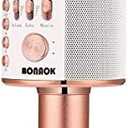 BONAOK Wireless Bluetooth Karaoke Microphone,3-in-1 Portable Handheld Karaoke Mic Speaker Machine Home Party Birthday for All Smartphones PC(Q37 Rose Gold)