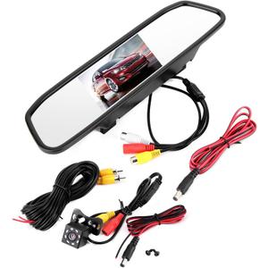 aqxreight Rearview Mirror Backup Camera,4.3in Car HD Rearview Mirror Monitor 8LED Night Vision Reversing Camera, aqxreightiotkw9grmp