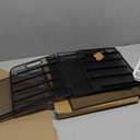 Amazon Basics Sturdy Rectangular Desktop Organizer with 3 Trays, Sliding Drawer and Hanging File Holder for Office Supplies, Black