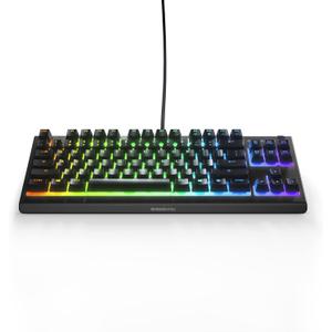 SteelSeries Apex 3 TKL RGB Gaming Keyboard Tenkeyless Compact Form Factor - 8-Zone RGB Illumination IP32 Water & Dust Resistant Whisper Quiet Gaming Switch Gaming Grade Anti-Ghosting 