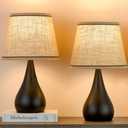 17.3'' Modern Dimmable Touch Lamps for Nightstand 2pcs, Table Lamps for Living Room, Reading Desk Lamp for Office, Bedside Lamps with Iron Base, Small Lamp for Bedroom, Bulb Included, Black