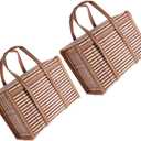 2Pcs Portable Handheld Storage Basket Collapsible Outdoor Picnic Organizer for Family Gatherings for Food Drinks and Personal Items Space Saving Design