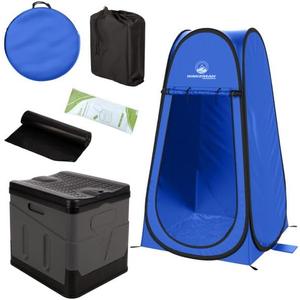 Portable Toilet for Adults with Pop Up Privacy Tent - Camping Toilet Travel Potty Bathroom Kit with Camping Shower Tent or Changing Room for Roadtrip, Beach or RV Travel by Wakeman Outdoors