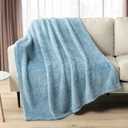 PAVILIA Sherpa Throw Blanket for Couch Sofa, Dusty Slate Blue Fluffy Warm Plush Blanket for Twin Bed, Cozy Super Soft Lightweight Throw, Fuzzy Decorative Blanket, All Season Home, 60x80
