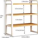 Office Desk Shelf Organizer, Wood Desktop Bookshelf Supplies Storage Rack, Shelf for Top of Desk and Dresser and Cubicle Decor Aesthetic Bookshelf (Black Wood-three Tier, 11.81 Lx7.87 Wx22.05 H)
