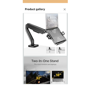 monTEK Laptop Arm Mount for Desk, 2-in-1 Monitor & Laptop Stand with Adjustable Laptop Tray, Fits Max 18" Notebook and 32" Screen, Aluminum Single Monitor Holder with VESA 75/100, Clamp/Grommet, Black