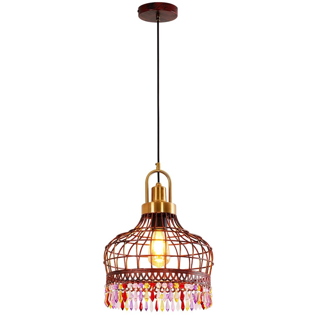 YHANFENGCY 11.8-inch Industrial Retro Wine-red Iron Chandelier. The Pendant lamp is Suitable for Medieval Dining Rooms, Kitchen Islands, and Bars