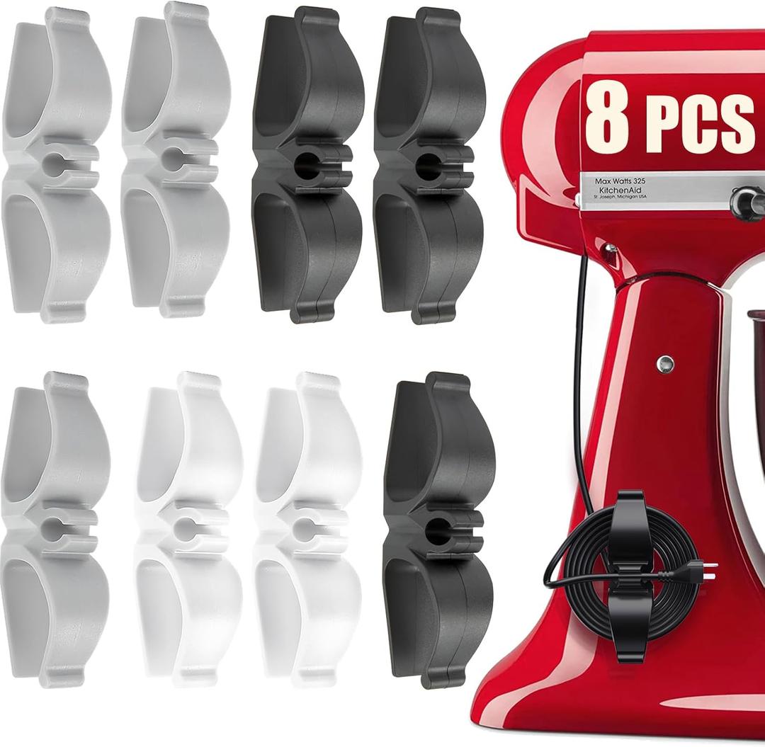 Lancord Cord Organizer for Appliances, 8 Pack Upgraded Kitchen Appliance Cord Organizer Stick On Appliance Wire Organizer Wire Wrapper for Kitchen Appliances Mixers, Coffee Maker, Pressure Cooker