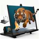 12-Inch 3D HD Phone Screen Magnifier, 45 Screen Amplifier with Foldable Stand, Portable Mobile Phone Screen Enlarger for Movies, Videos & Gaming, Universal Smartphone Projector