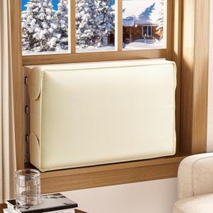 Air Conditioner Cover Indoor - Window Ac Covers for Inside, Windproof, Dustproof and Waterproof Window Air Conditioner Cover for Winter, Insulation for Wall Ac Unit 21"W x 15"H x 3.5"D, Beige