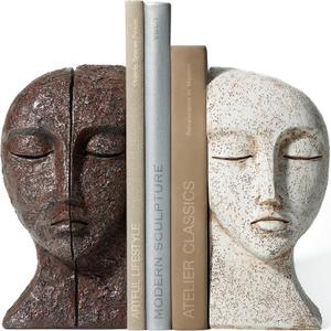 Heavy Duty Book Ends for Shelves - Book Ends for Heavy Books, Book Stopper for Shelves, Bookends for Shelves, Book Ends Unique, Bookends Decorative, Aesthetic Bookshelf Decor, The Tranquil Faces